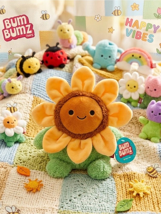 BumBumz Other - 7.5 BumBumz Sunny Petal Plush - Orange Face with Yellow Petals & Green Body